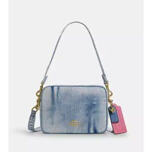 Coach Carey Crossbody Bag In Loved Denim With Charms